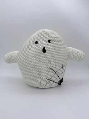 Halloween Weighted Ghost Plush Pillow 3D Spider Waffle Knit EMB Spider Web 12”